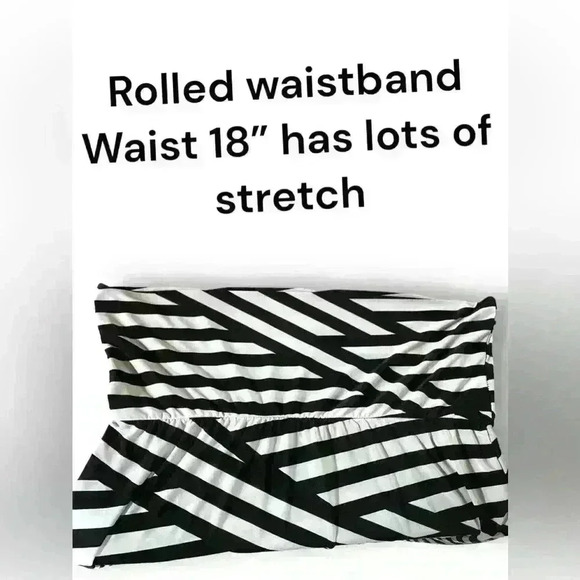 Plus Size 2XL Maxi Skirt with fold over waist  Black White Print - Picture 3 of 6